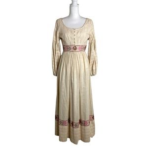 Vintage 1970s Prairie Cottagecore Maxi Dress